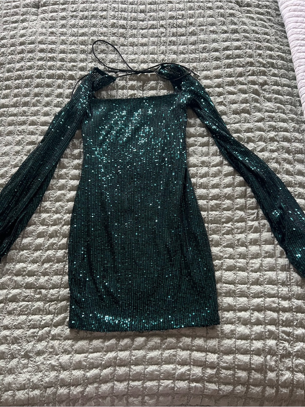 Green Sequin Long-Sleeve Mini Dress
